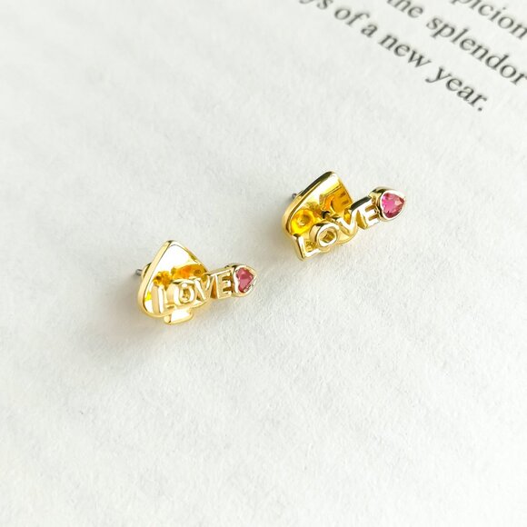 NEW KATE SPADE Love You Mom Gold Mini Stud Earrings AUTHENTIC - Picture 2 of 3